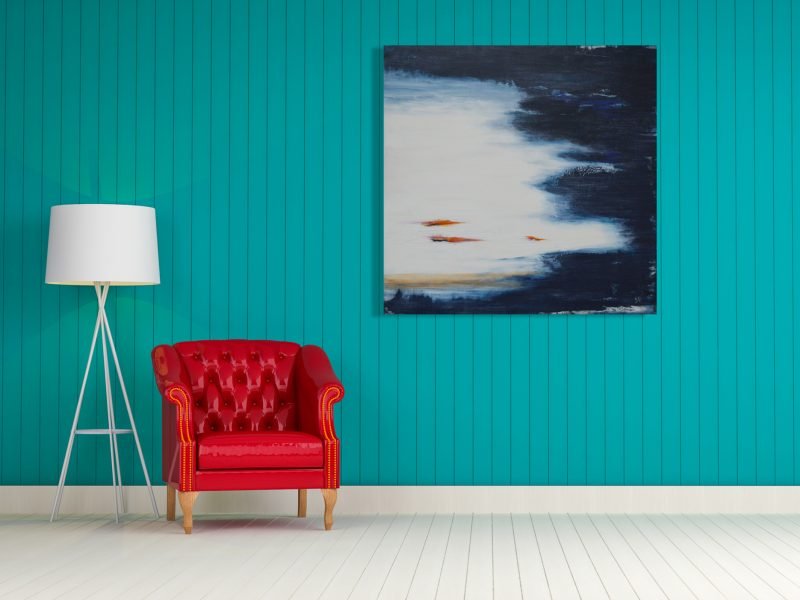 red vintage sofa on the room 3d rendering